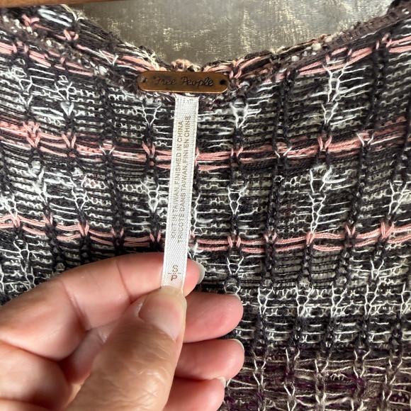 Indie Boho Free People Hooded Duster Cardigan Burgundy Knit Star Long Sweater S - Picture 3 of 8